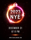 2023 NYE party New Year Eve neon poster Royalty Free Stock Photo