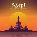 Nyepi illustration greeting. bali\'s day of silence design