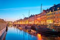 The Nyhavn Canal at night in Copenhagen Royalty Free Stock Photo