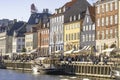 Nyhavn district is one of the most famous landmark in Copenhagen in a summer day