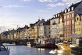 Nyhavn district is one of the most famous landmark in Copenhagen in a summer day