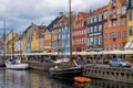 The Nyhavn or New Harbor in Copenhagen. This use to be a rough neighbourhood for sailors but are now transformed into a Royalty Free Stock Photo