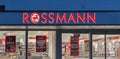 Rossmann store on city street in Nyiregyhaza, Hungary