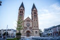 NyiregyhÃÂ¡za`s Roman Catholic church with the newly built fountain in the foreground