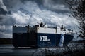 NYK cargo vessel sailing east on the Columbia river