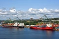 The NYK Constellation and the Oceanex Sanderling docked in Halifax, Nova Scotia, Canada