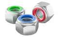 Nylon nuts, 3D rendering Royalty Free Stock Photo