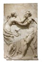 Nymph and Satyr. Roman ancient relief