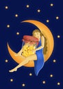 Girl with a jar on the moon