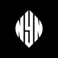 NYN circle letter logo design with circle and ellipse shape. NYN ellipse letters with typographic style. The three initials form a Royalty Free Stock Photo