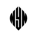 NYN circle letter logo design with circle and ellipse shape. NYN ellipse letters with typographic style. The three initials form a Royalty Free Stock Photo