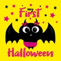 My first halloween text, with cute baby girl bat.