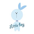Little boy text, with cute blue bunny. Royalty Free Stock Photo