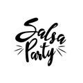 Salsa Party, handwritten text on white background.