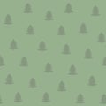 Seamless pattern with pine trees on green backgound.