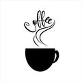 Coffee calligraphy - with cup silhouette. Royalty Free Stock Photo