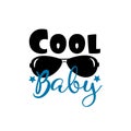 Cool baby text with sunglasses.