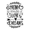 Home is made of Love & Dreams text.