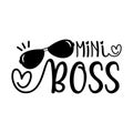 Mini Boss text, with sunglasses. Royalty Free Stock Photo