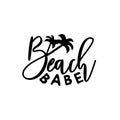 Beach Babe calligraphy with palm tree silhouette. Royalty Free Stock Photo