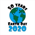 50 years Earth Day 2020 text- for Earth anniversay day. Royalty Free Stock Photo