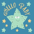 Hello Baby text with cute starfish illustration. Royalty Free Stock Photo