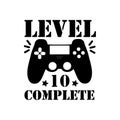 Level 10 comlete birthday text with hand drawn contoller. Royalty Free Stock Photo