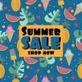 Summer sale exotic banner. Royalty Free Stock Photo