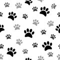 Cute paw prints seamless pattern. Royalty Free Stock Photo