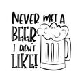 Never met a Beer I didin`t like! Funny text with beer mug