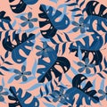 Summer exotic leaves seamless pattern