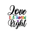 Love is a human right - LGBT pride slogan against homosexual discrimination Royalty Free Stock Photo