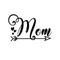 Mom callgraphy with arrow symbol and hearts. Royalty Free Stock Photo