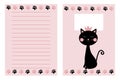 Notebook template set, with hand drawn cat.