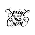 Social Distancing Queen - funny text with High heel shoe and crown. Corona virus - staying at home print. Royalty Free Stock Photo