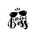 Mini Boss text, with sunglasses. Royalty Free Stock Photo