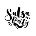Salsa Party - calligraphy with high heel shoe silhouette. Royalty Free Stock Photo