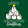 Merry Quarantine Christmas 2020-Funny greeting card for Christmas in covid-19 pandemic self isolated period. Royalty Free Stock Photo