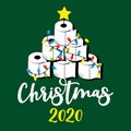 Christmas 2020 - Funny greeting card for Christmas in covid-19 pandemic self isolated period. Royalty Free Stock Photo