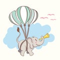 Cute traveling elephant - vector design