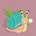 Cute love snail with flowers Royalty Free Stock Photo