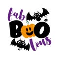 Fab Boo Lous- funny Halloween greeting with cute bats, spider and pumpkin