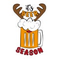 It`s Beer Season- funny beer mug with reindeer antler, for Christmas season.