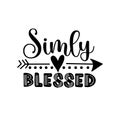 Simply Blessed- postive saying text, with arrow symbol