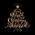 Stressed Blessed and Chrsitmas Obsessed - funny saying text, for Christmas.