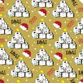 Seamless pattern for Christmas - Funny toilet paper christmas tree,  In covid-19 pandemic self isolated period. Royalty Free Stock Photo