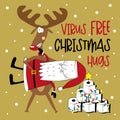 Virus Free Christmas Hugs - Funny greeting card for Christmas in covid-19 pandemic self isolated period. Royalty Free Stock Photo