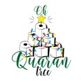 Oh Quarantree - funny toilet paper Christmas tree in covid-19 pandemic self isolated period. Royalty Free Stock Photo