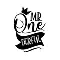 Mr. One derful - funny phrase with crown Royalty Free Stock Photo