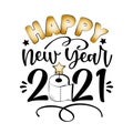 Happy New Year 2021- Funny greeting  for New  Year in covid-19 pandemic self isolated period Royalty Free Stock Photo